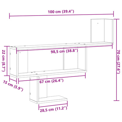 Wall Shelf Smoked Oak 100x15x70 cm Engineered Wood