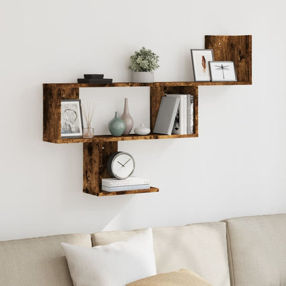 Wall Shelf Smoked Oak 100x15x70 cm Engineered Wood