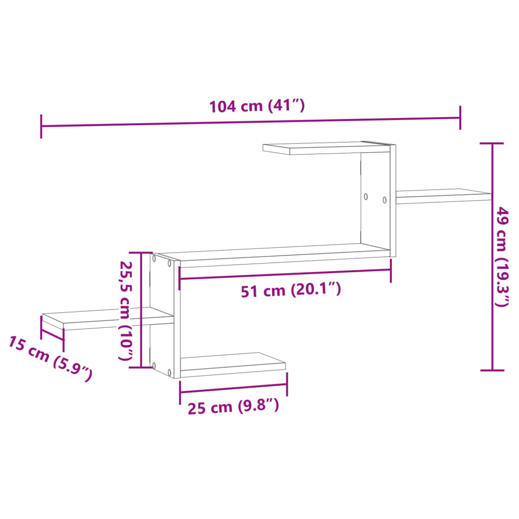 Wall Shelf White 104x15x49 cm Engineered Wood