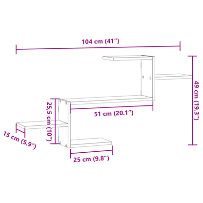 Wall Shelf Black 104x15x49 cm Engineered Wood