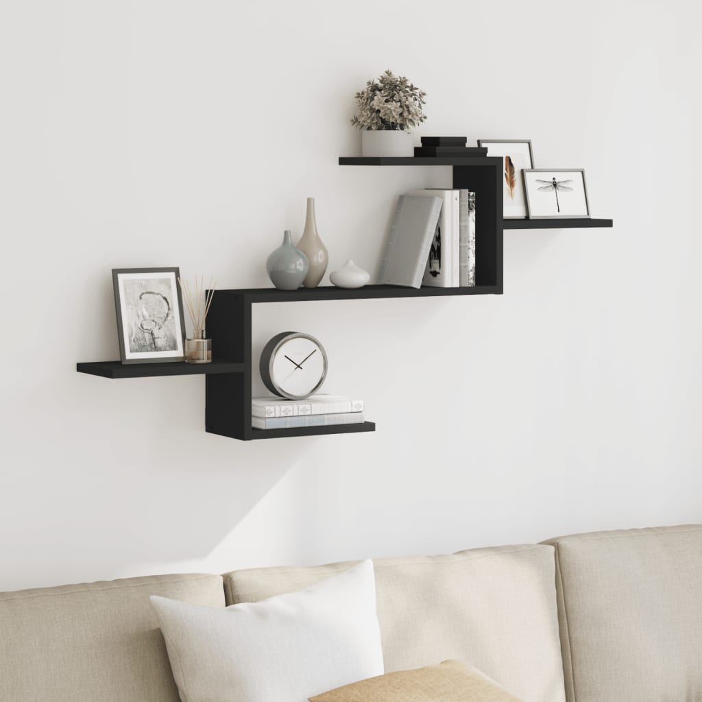 Wall Shelf Black 104x15x49 cm Engineered Wood