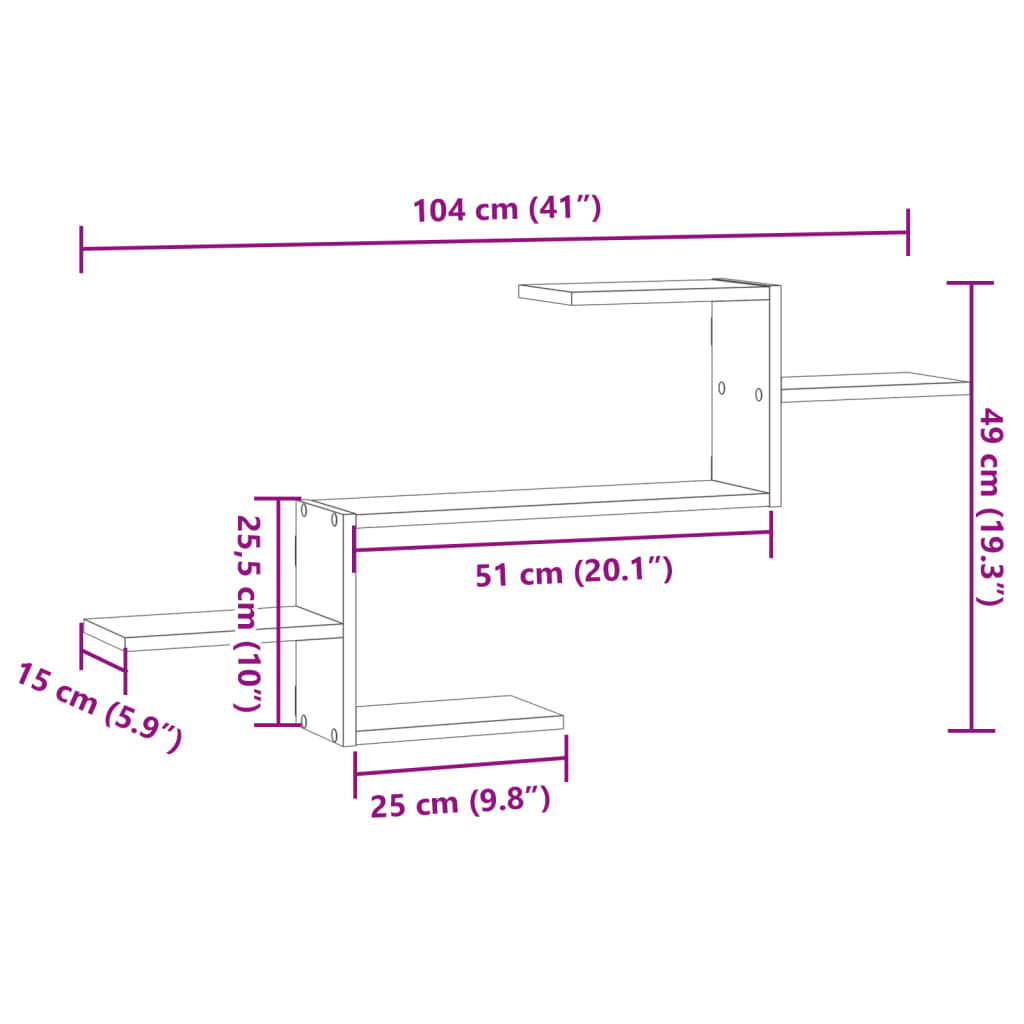 Wall Shelf Sonoma Oak 104x15x49 cm Engineered Wood