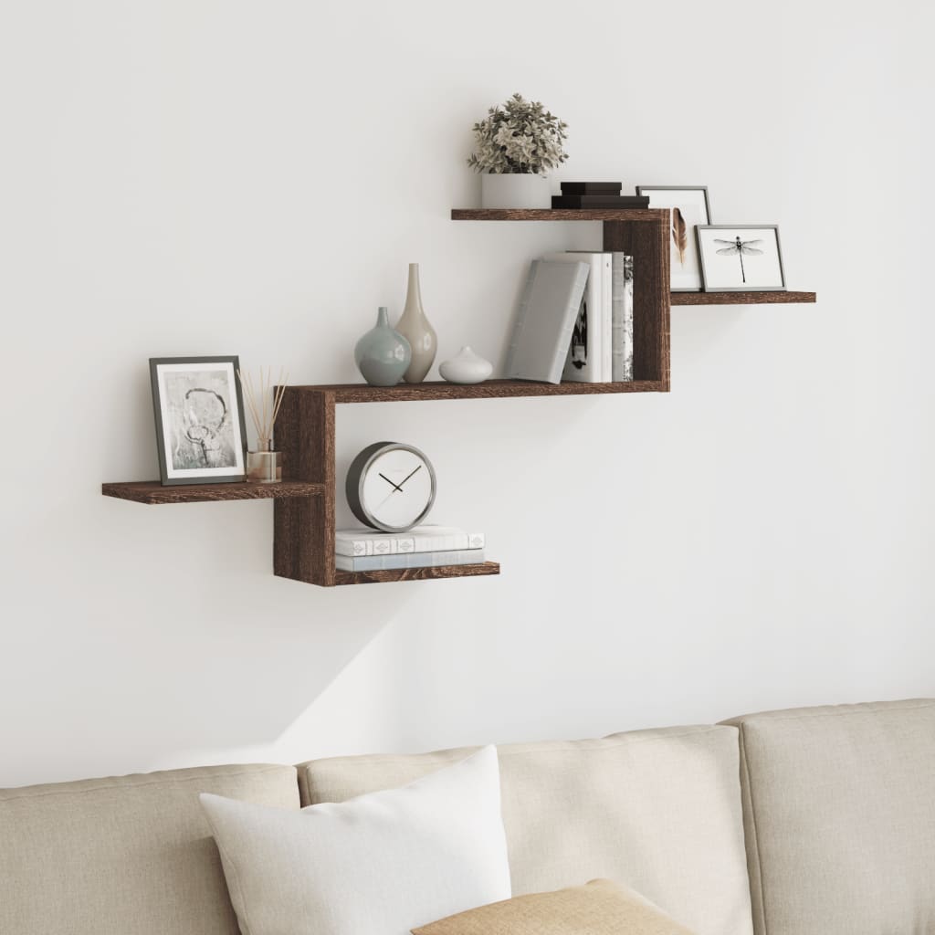 Wall Shelf Brown Oak 104x15x49 cm Engineered Wood