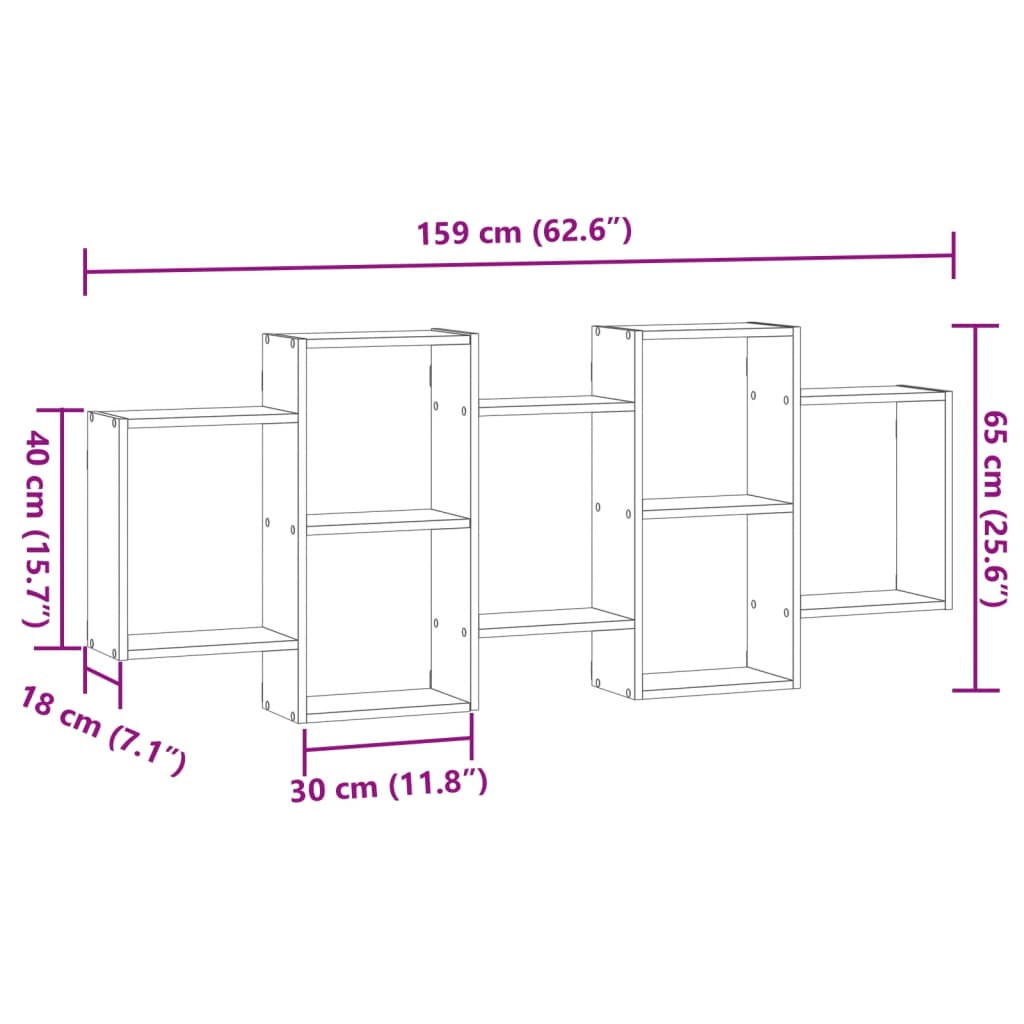 Wall Shelf White 159x18x65 cm Engineered Wood