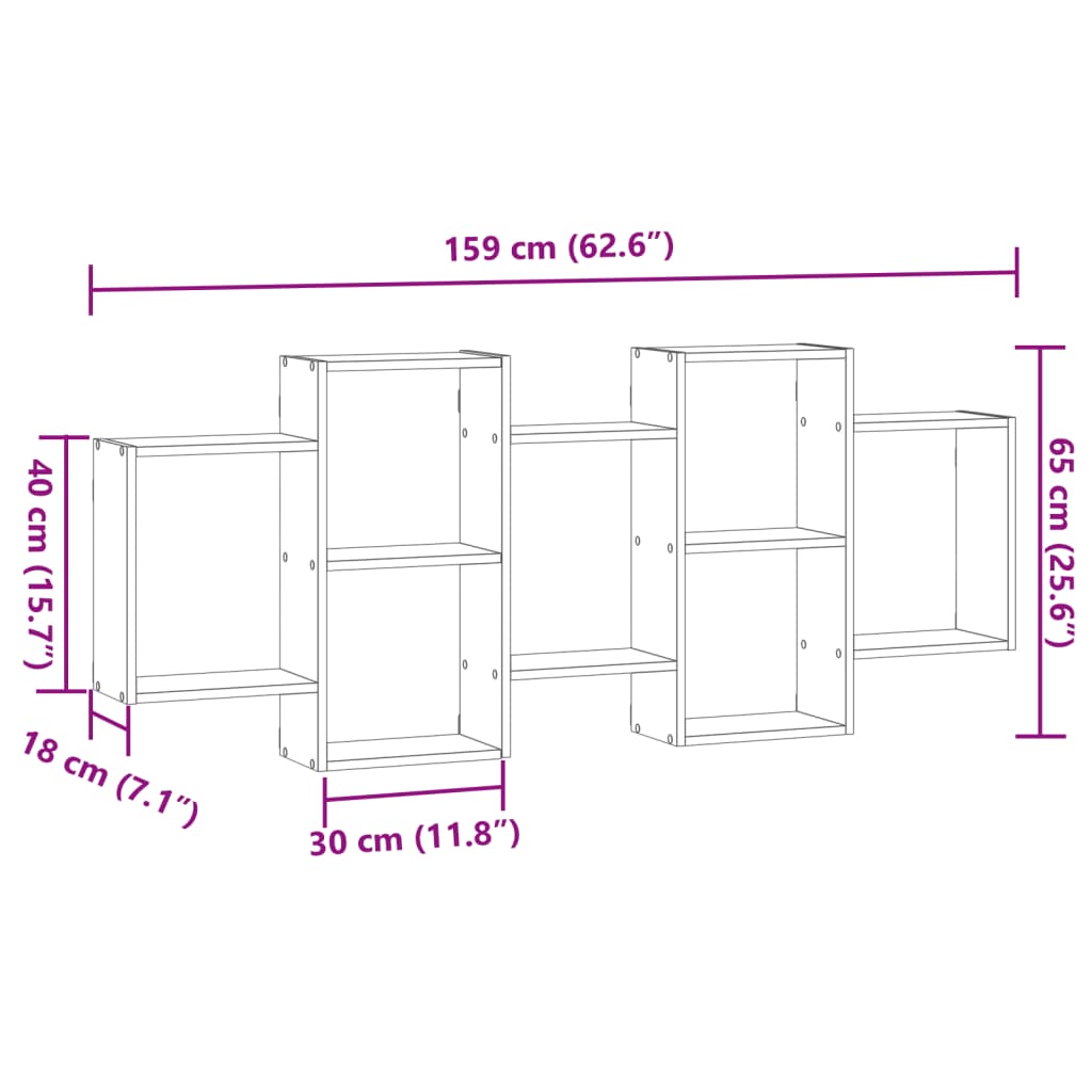 Wall Shelf Sonoma Oak 159x18x65 cm Engineered Wood