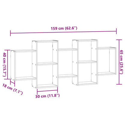 Wall Shelf Smoked Oak 159x18x65 cm Engineered Wood