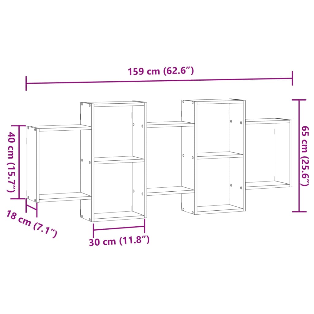 Wall Shelf Brown Oak 159x18x65 cm Engineered Wood