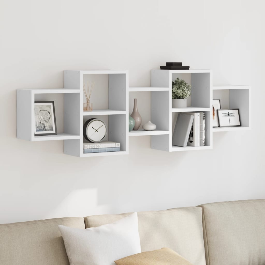 Wall Shelf White 129x18x42 cm Engineered Wood