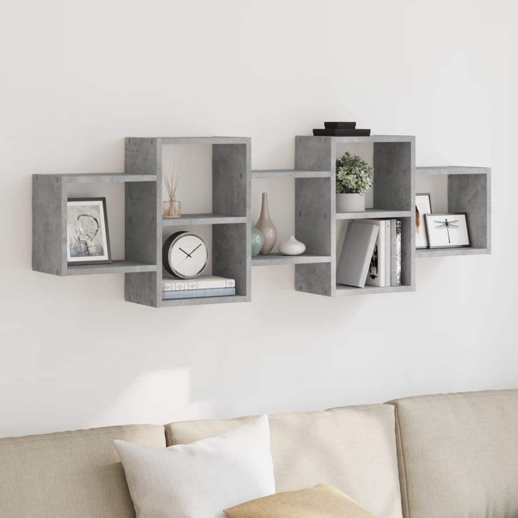 Wall Shelf Concrete Grey 129x18x42 cm Engineered Wood