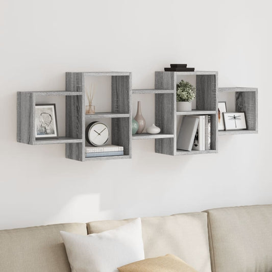 Wall Shelf Grey Sonoma 129x18x42 cm Engineered Wood