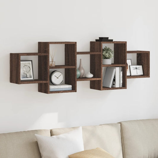 Wall Shelf Brown Oak 129x18x42 cm Engineered Wood