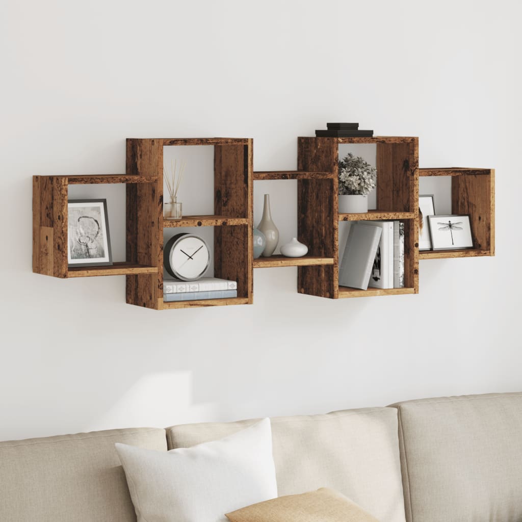 Wall Shelf Old Wood 129x18x42 cm Engineered Wood