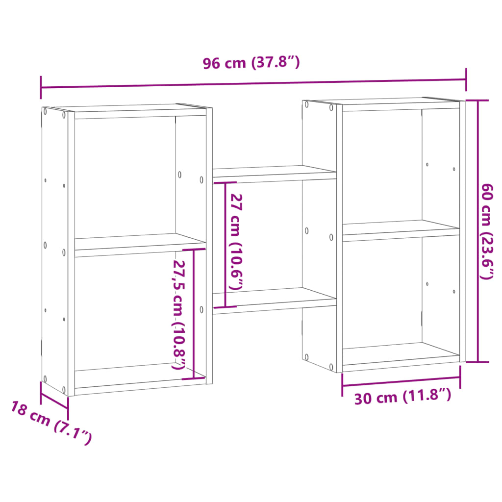 Wall Shelf Black 96x18x60 cm Engineered Wood