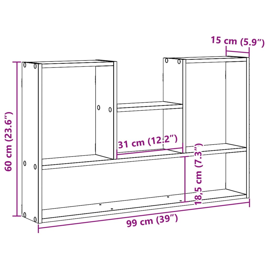 Wall Shelf Black 99x15x60 cm Engineered Wood