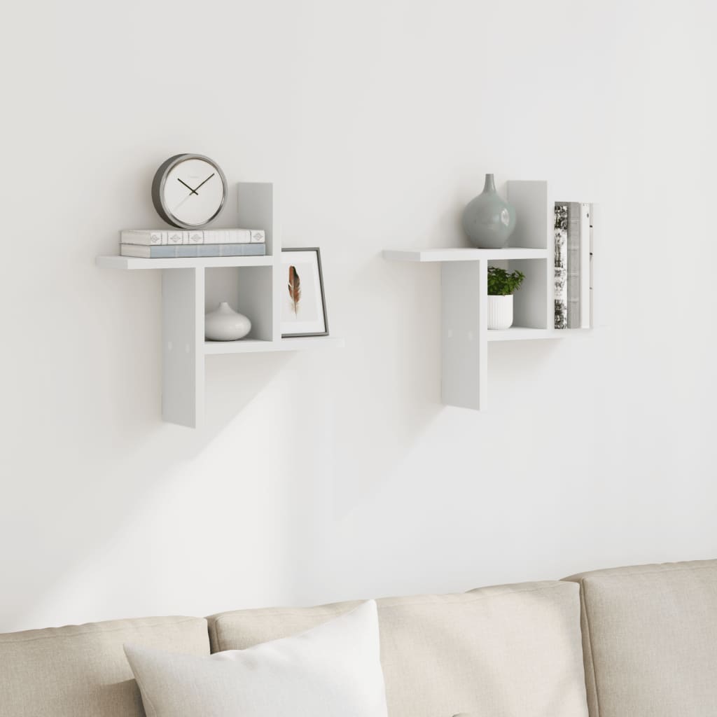 Wall Shelves 2 pcs White 38x12x38 cm Engineered Wood