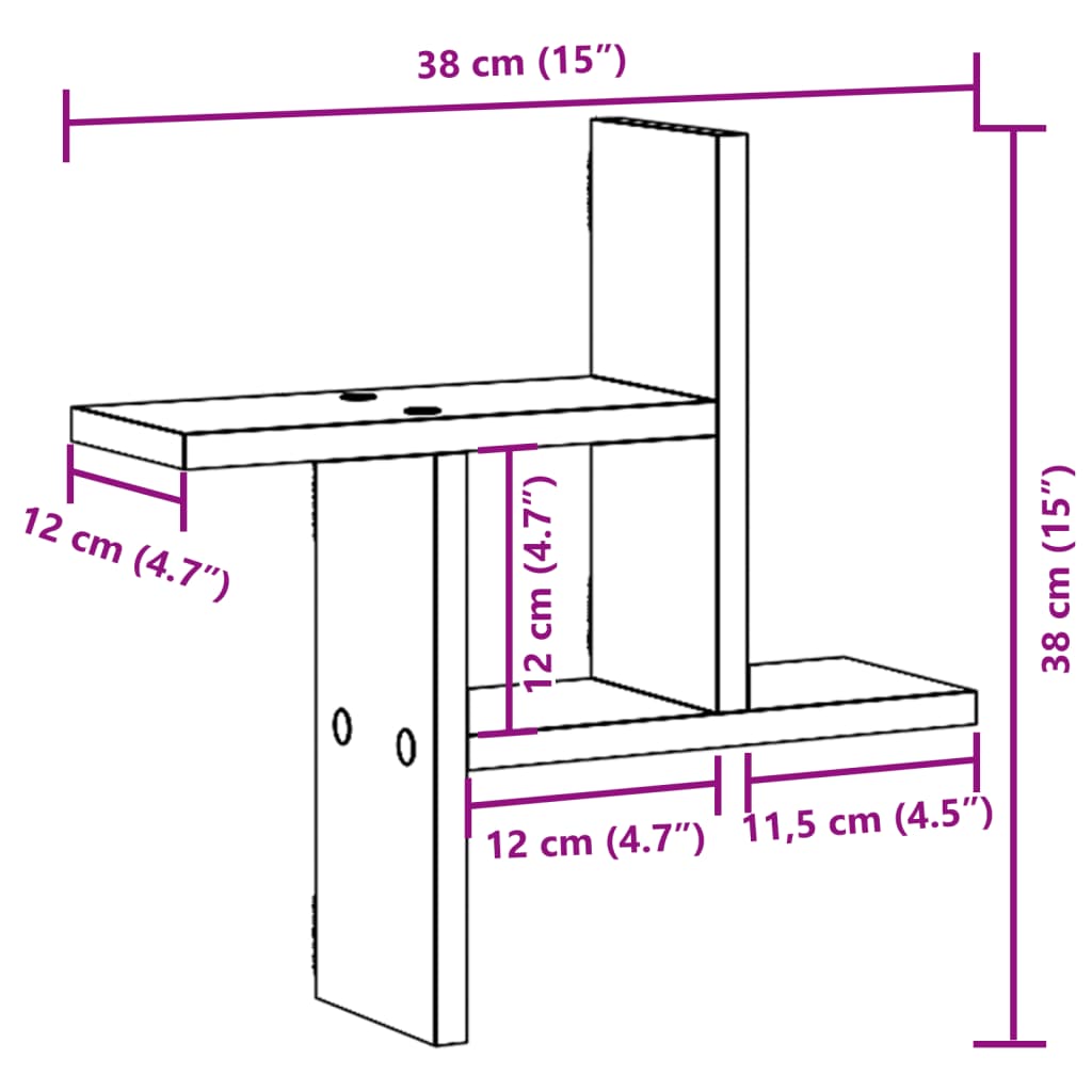 Wall Shelves 2 pcs White 38x12x38 cm Engineered Wood