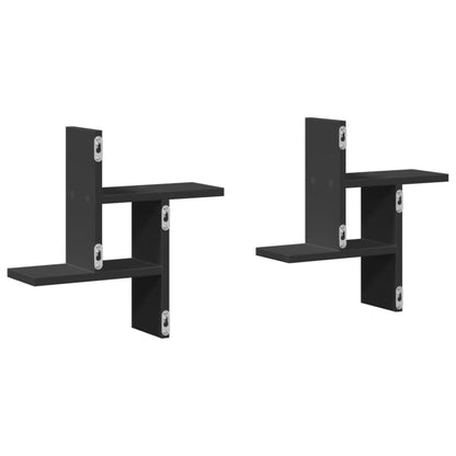 Wall Shelves 2 pcs Black 38x12x38 cm Engineered Wood