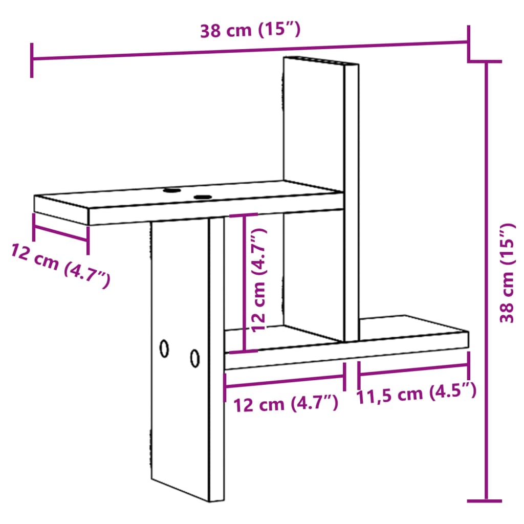 Wall Shelves 2 pcs Sonoma Oak 38x12x38 cm Engineered Wood