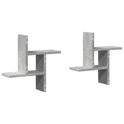 Wall Shelves 2 pcs Concrete Grey 38x12x38 cm Engineered Wood