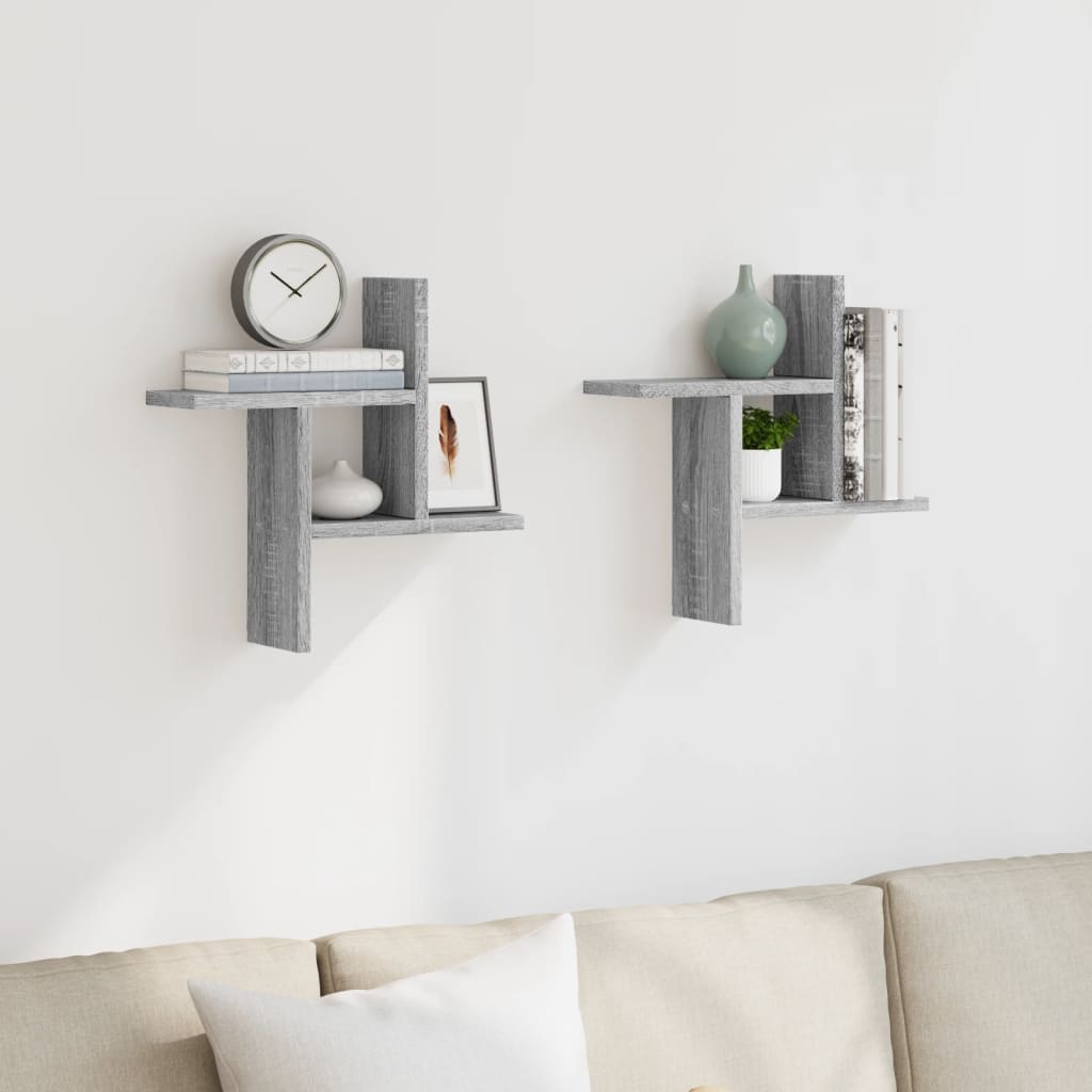 Wall Shelves 2 pcs Grey Sonoma 38x12x38 cm Engineered Wood