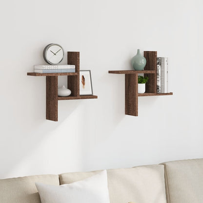 Wall Shelves 2 pcs Brown Oak 38x12x38 cm Engineered Wood