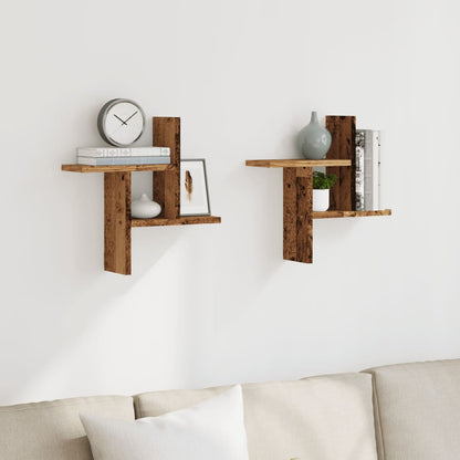 Wall Shelves 2 pcs Old Wood 38x12x38 cm Engineered Wood