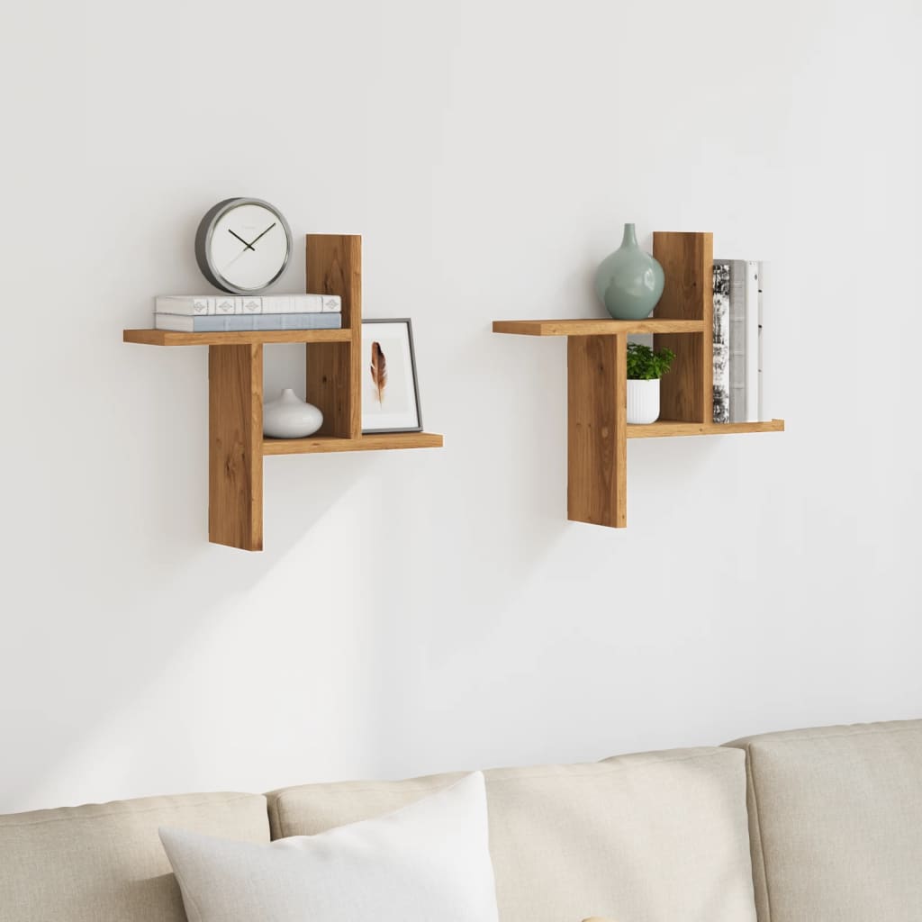 Wall Shelves 2 pcs Artisian Oak 38x12x38 cm Engineered Wood