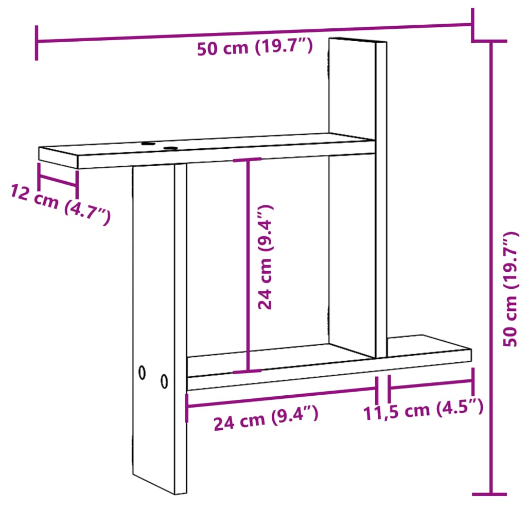 Wall Shelves 2 pcs White 50x12x50 cm Engineered Wood