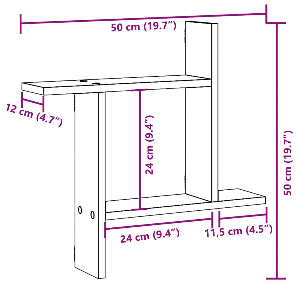 Wall Shelves 2 pcs Sonoma Oak 50x12x50 cm Engineered Wood