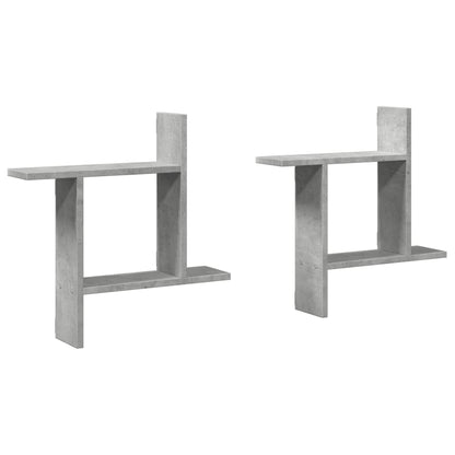 Wall Shelves 2 pcs Concrete Grey 50x12x50 cm Engineered Wood