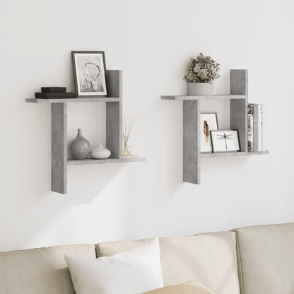 Wall Shelves 2 pcs Concrete Grey 50x12x50 cm Engineered Wood