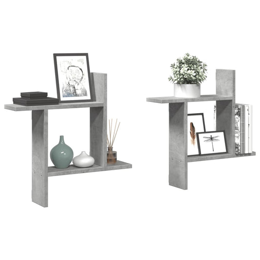 Wall Shelves 2 pcs Concrete Grey 50x12x50 cm Engineered Wood