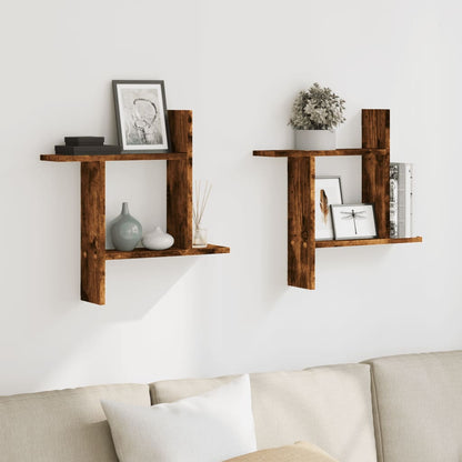 Wall Shelves 2 pcs Smoked Oak 50x12x50 cm Engineered Wood