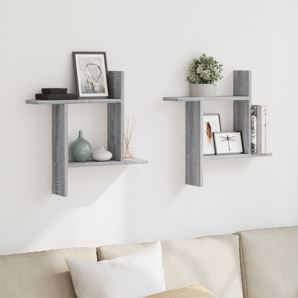 Wall Shelves 2 pcs Grey Sonoma 50x12x50 cm Engineered Wood