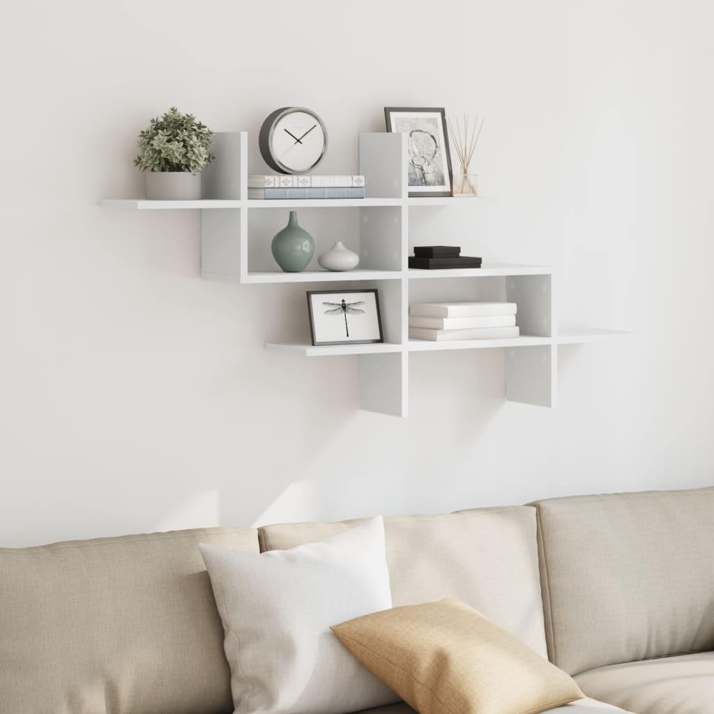 Wall Shelf White 124.5x18x60.5 cm Engineered Wood