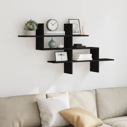 Wall Shelf Black 124.5x18x60.5 cm Engineered Wood