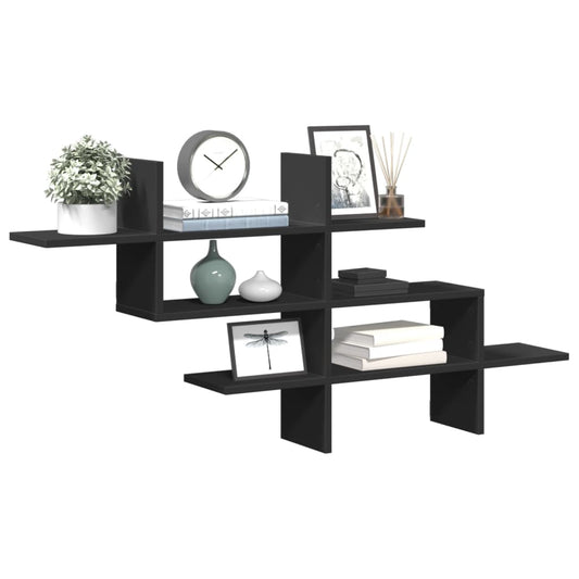 Wall Shelf Black 124.5x18x60.5 cm Engineered Wood