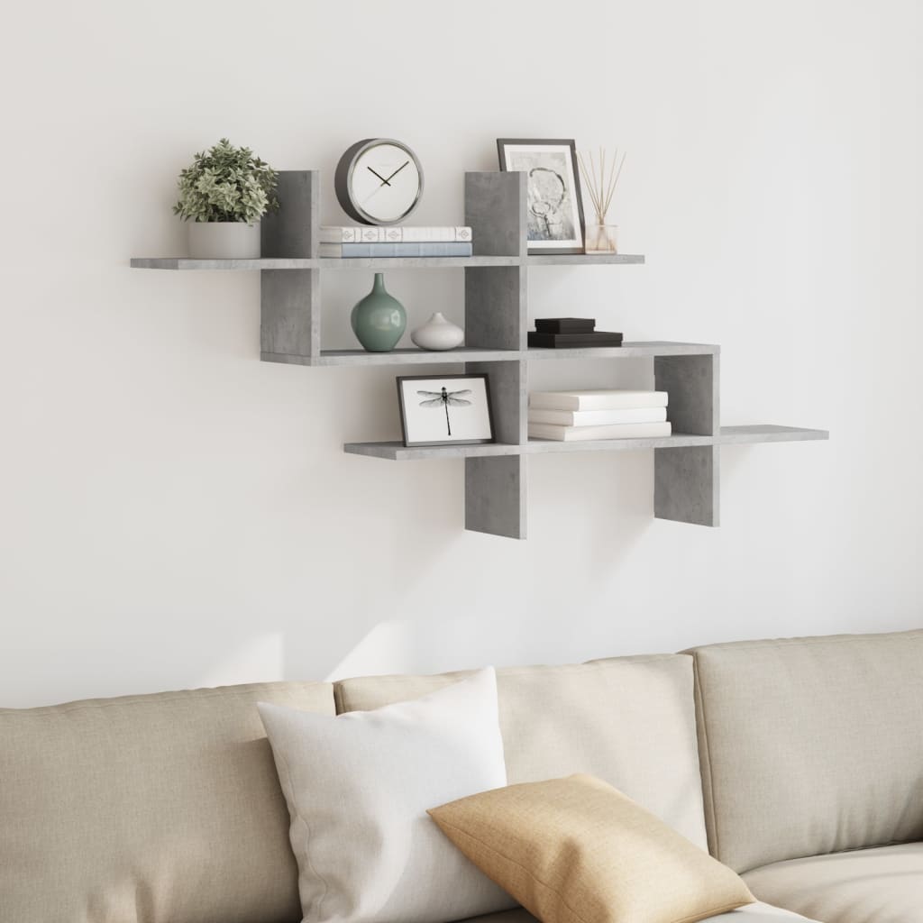 Wall Shelf Concrete Grey 124.5x18x60.5 cm Engineered Wood