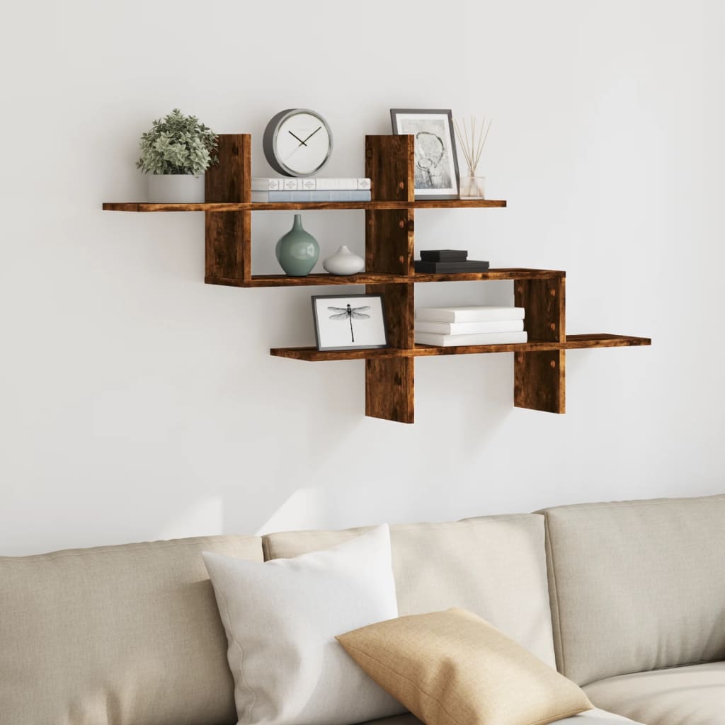 Wall Shelf Smoked Oak 124.5x18x60.5 cm Engineered Wood