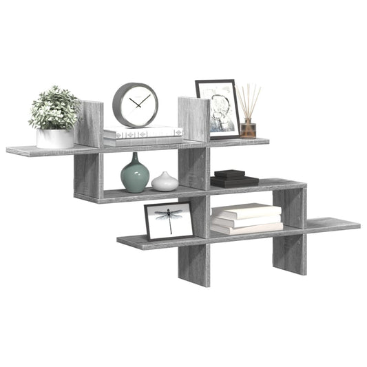 Wall Shelf Grey Sonoma 124.5x18x60.5 cm Engineered Wood