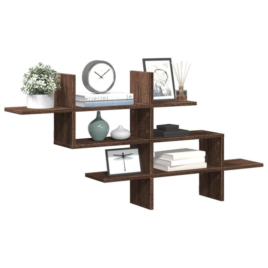 Wall Shelf Brown Oak 124.5x18x60.5 cm Engineered Wood