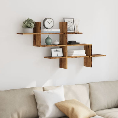 Wall Shelf Old Wood 124.5x18x60.5 cm Engineered Wood