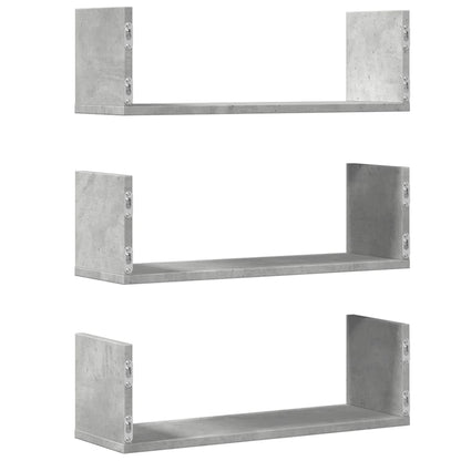 Wall Shelves 3 pcs Concrete Grey 58x18x18 cm Engineered Wood