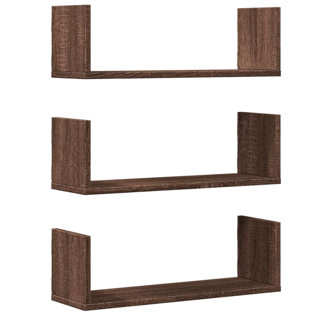 Wall Shelves 3 pcs Brown Oak 58x18x18 cm Engineered Wood