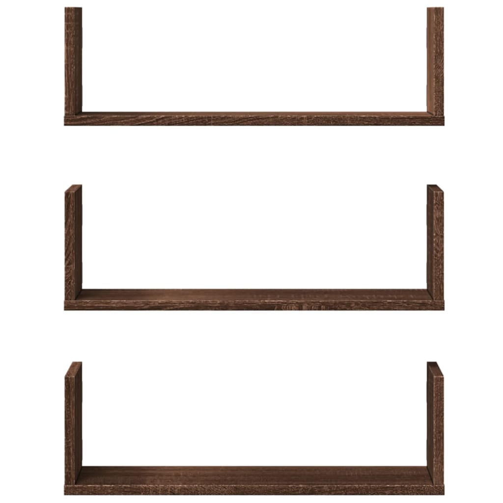 Wall Shelves 3 pcs Brown Oak 58x18x18 cm Engineered Wood