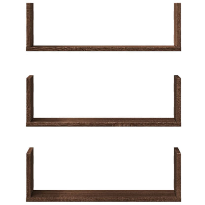 Wall Shelves 3 pcs Brown Oak 58x18x18 cm Engineered Wood