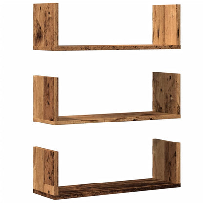 Wall Shelves 3 pcs Old Wood 58x18x18 cm Engineered Wood