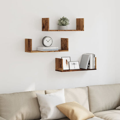 Wall Shelves 3 pcs Old Wood 58x18x18 cm Engineered Wood