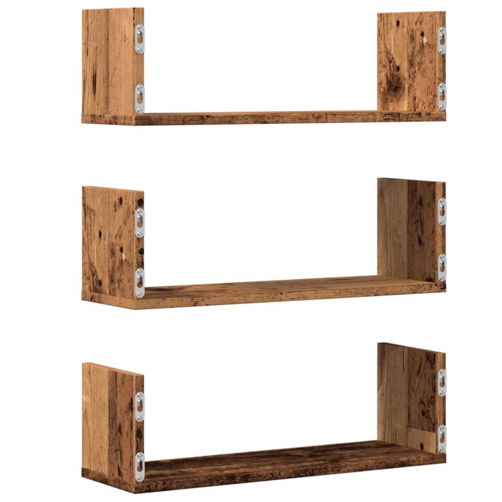 Wall Shelves 3 pcs Old Wood 58x18x18 cm Engineered Wood