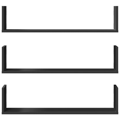 Wall Shelves 3 pcs Black 80x18x18 cm Engineered Wood